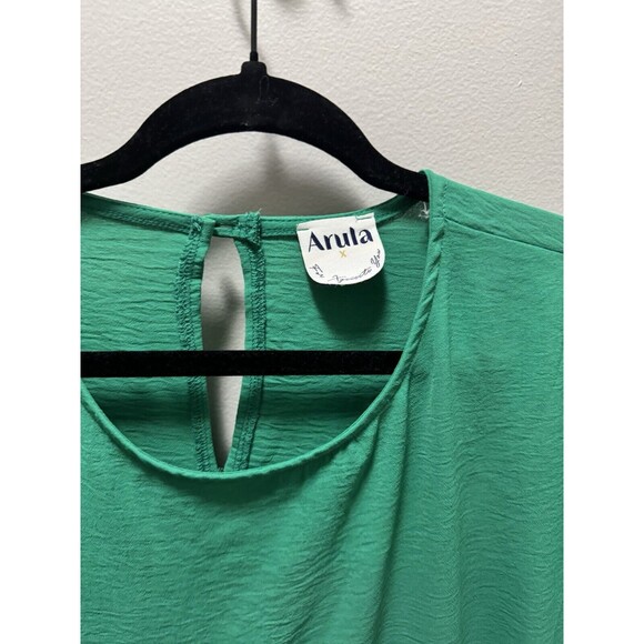 Arula Leah Puff Sleeve Mini Dress Kelly Green Size X - Picture 6 of 6